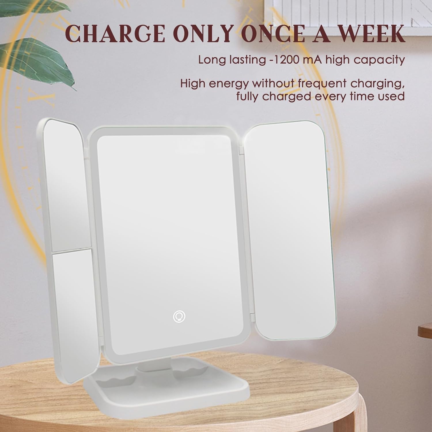 3 Folds Lighted Makeup Mirror