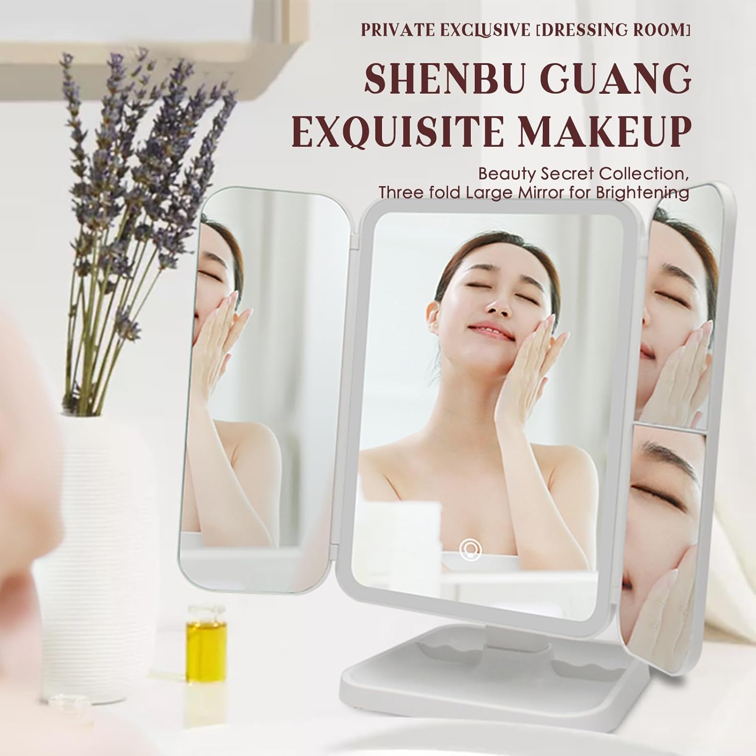 3 Folds Lighted Makeup Mirror