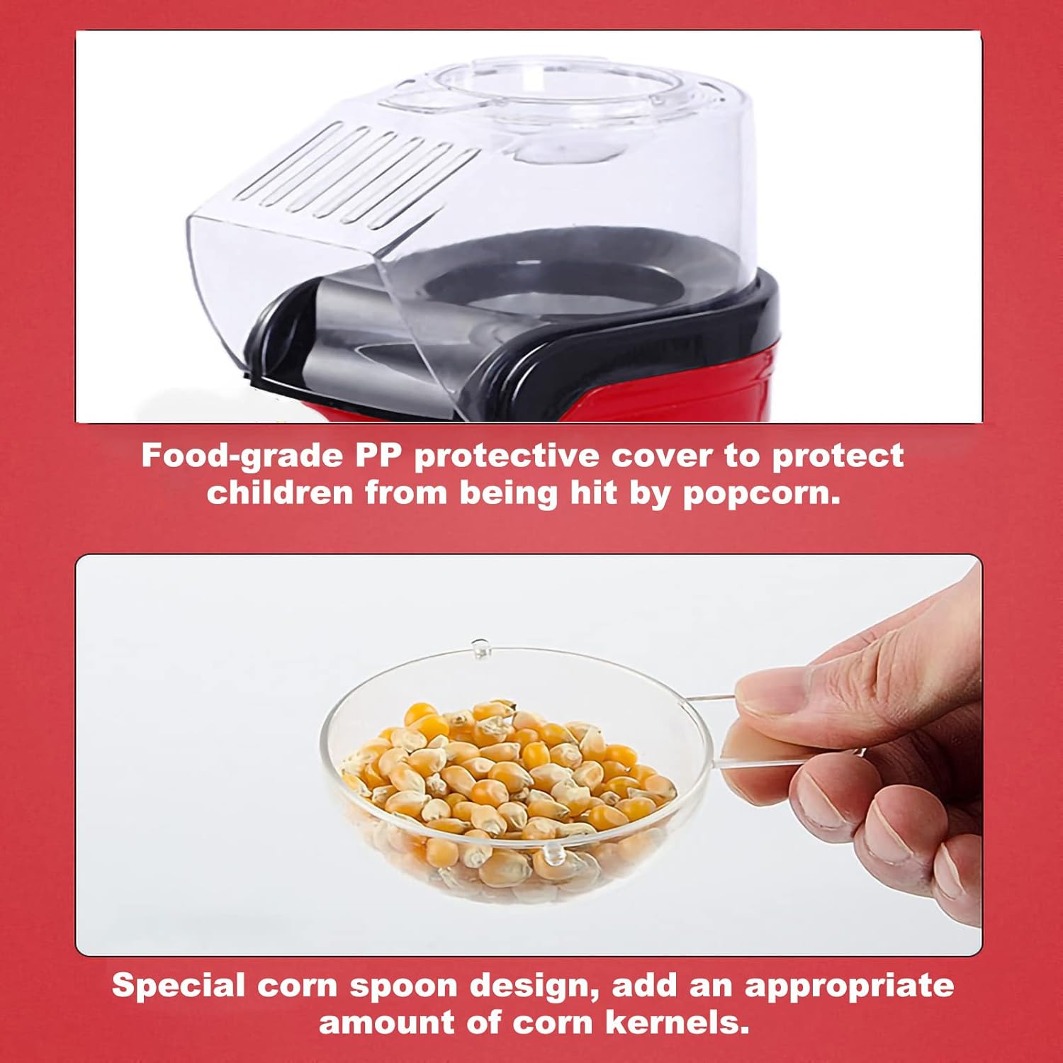Mini Home Popcorn Maker with Measuring Cup and Removable Lid