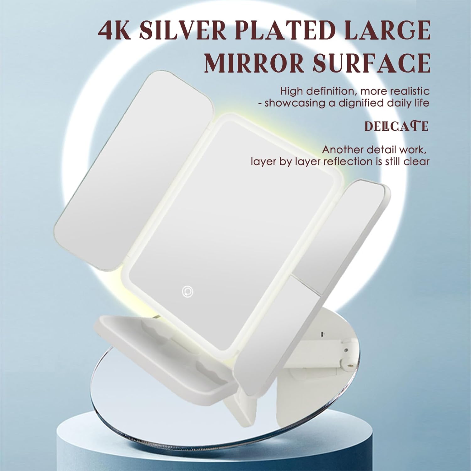 3 Folds Lighted Makeup Mirror