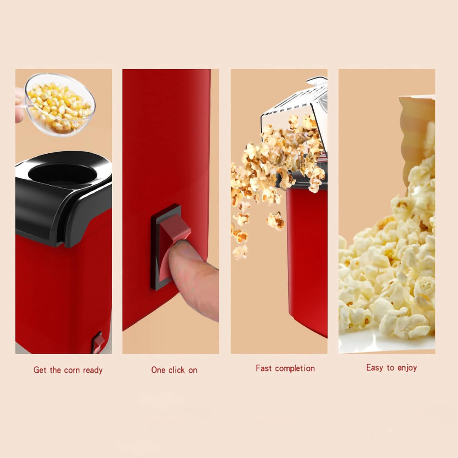 Mini Home Popcorn Maker with Measuring Cup and Removable Lid